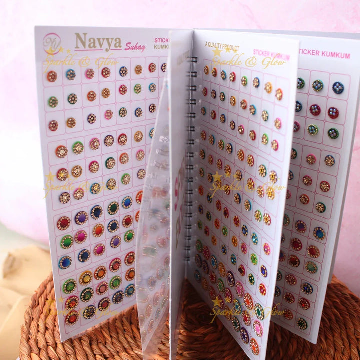 Navya Suhag Round Bindi Book with Assorted Colors and Stones