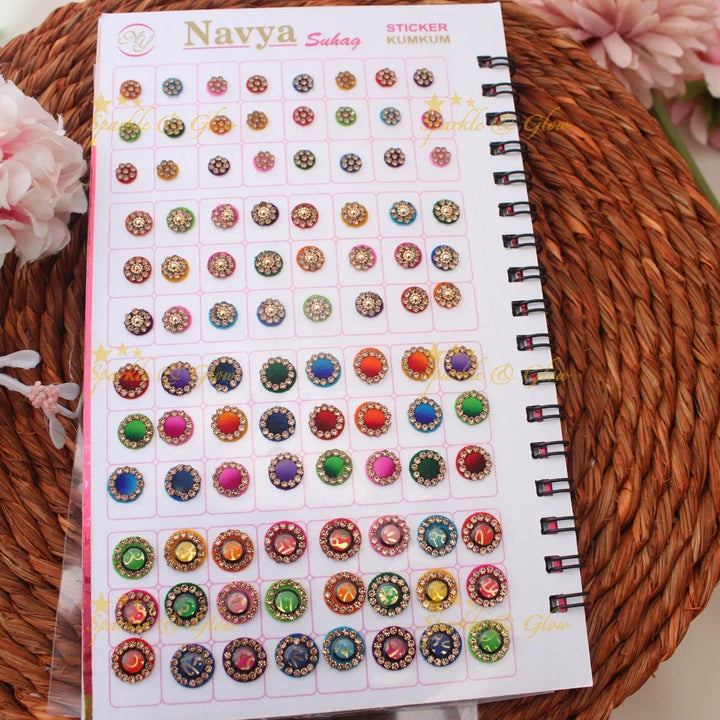 Navya Suhag Round Bindi Book with Assorted Colors and Stones