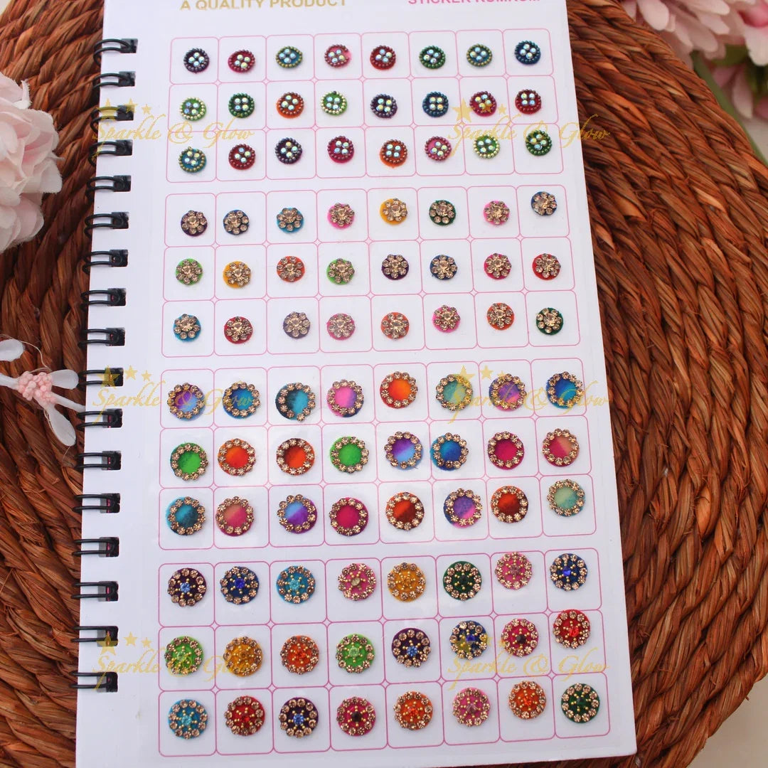 Navya Suhag Round Bindi Book with Assorted Colors and Stones