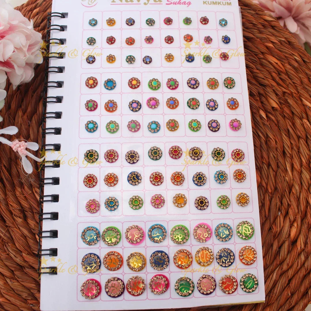 Navya Suhag Round Bindi Book with Assorted Colors and Stones