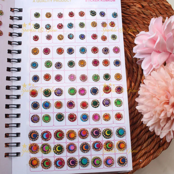 Navya Suhag Round shape Bindi Book with stones and Glass Finish
