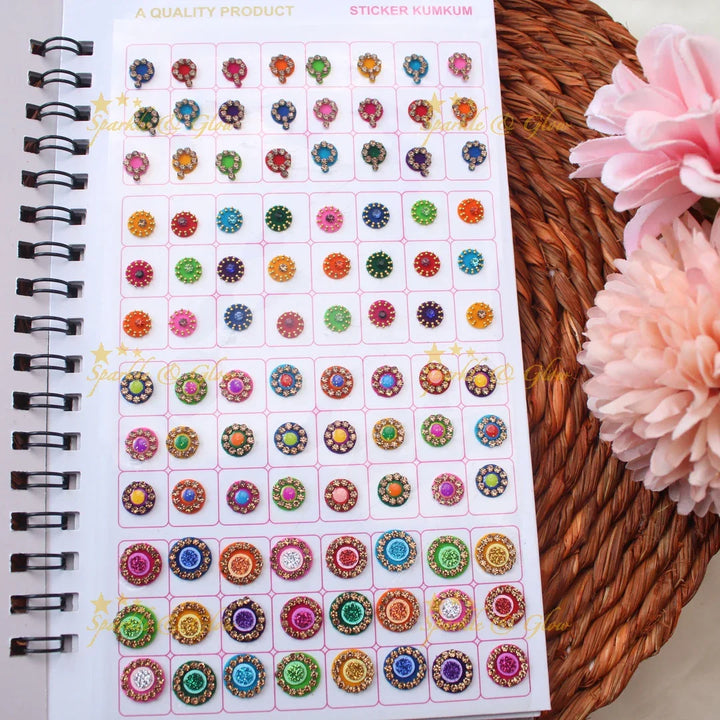 Navya Suhag Round shape Bindi Book with stones and Glass Finish