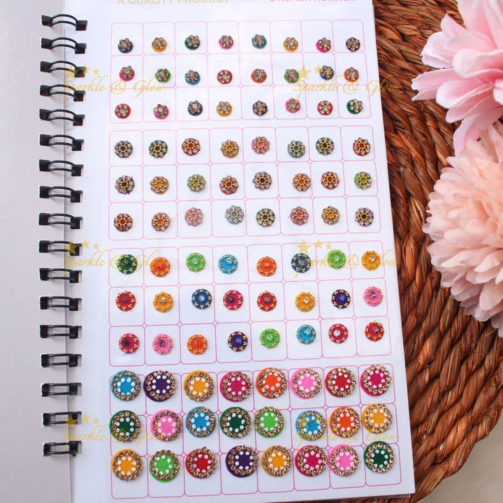 Navya Suhag Round shape Bindi Book with stones and Glass Finish