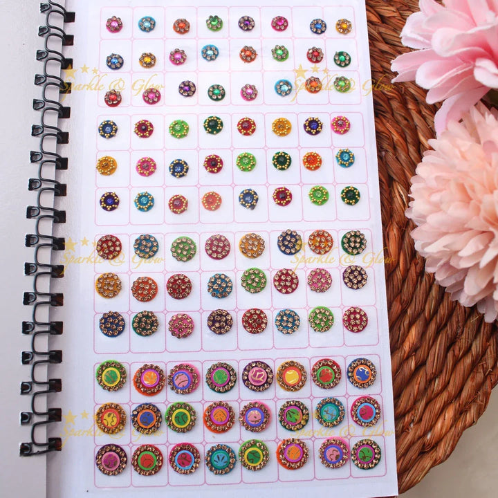 Navya Suhag Round shape Bindi Book with stones and Glass Finish