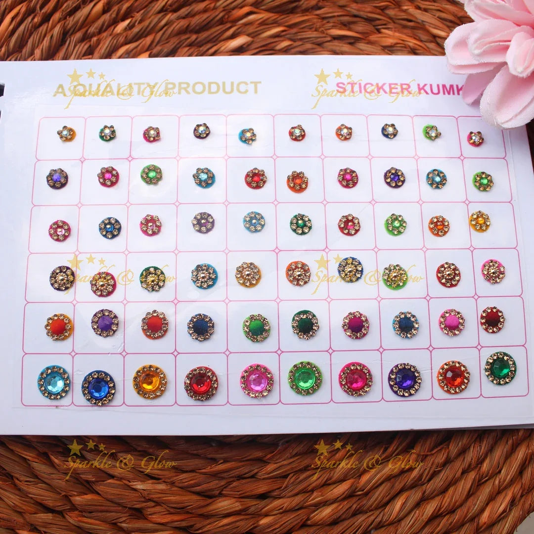 Navya Suhag Multi Shaped Small Bindi Book with Stones and Multicolour