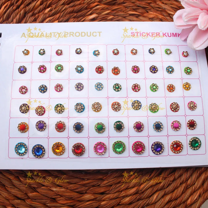 Navya Suhag Multi Shaped Small Bindi Book with Stones and Multicolour