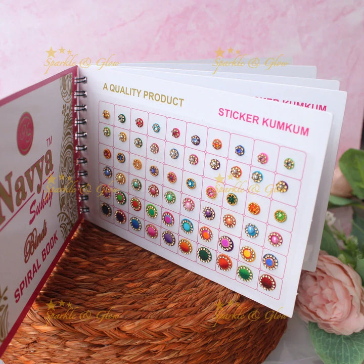 Navya Suhag Round shape Small Bindi Book with Stones and Glass finish