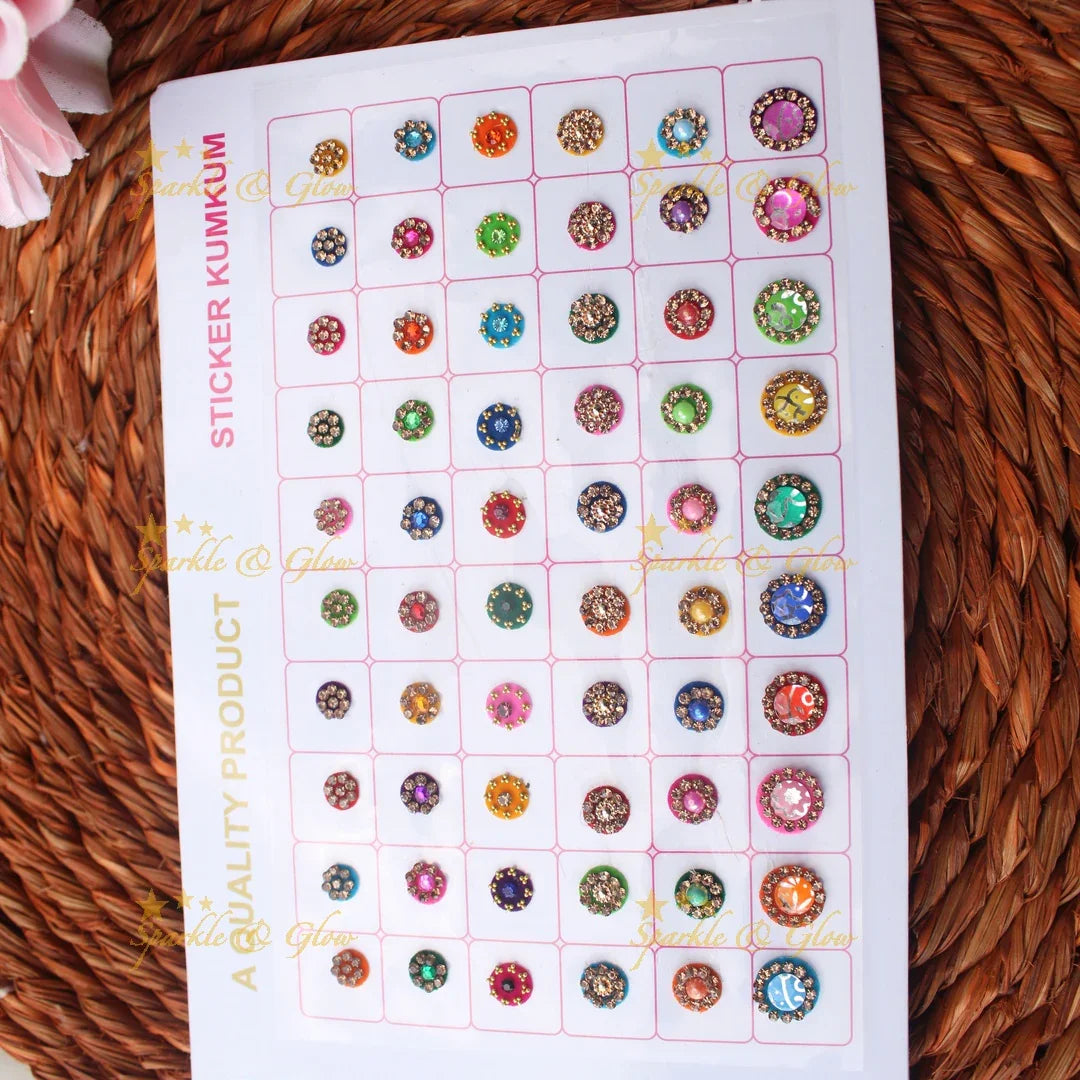 Navya Suhag Round shape Small Bindi Book with Stones and Glass finish