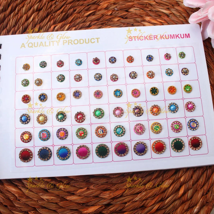 Navya Suhag Round shape Small Bindi Book with Stones and Glass finish