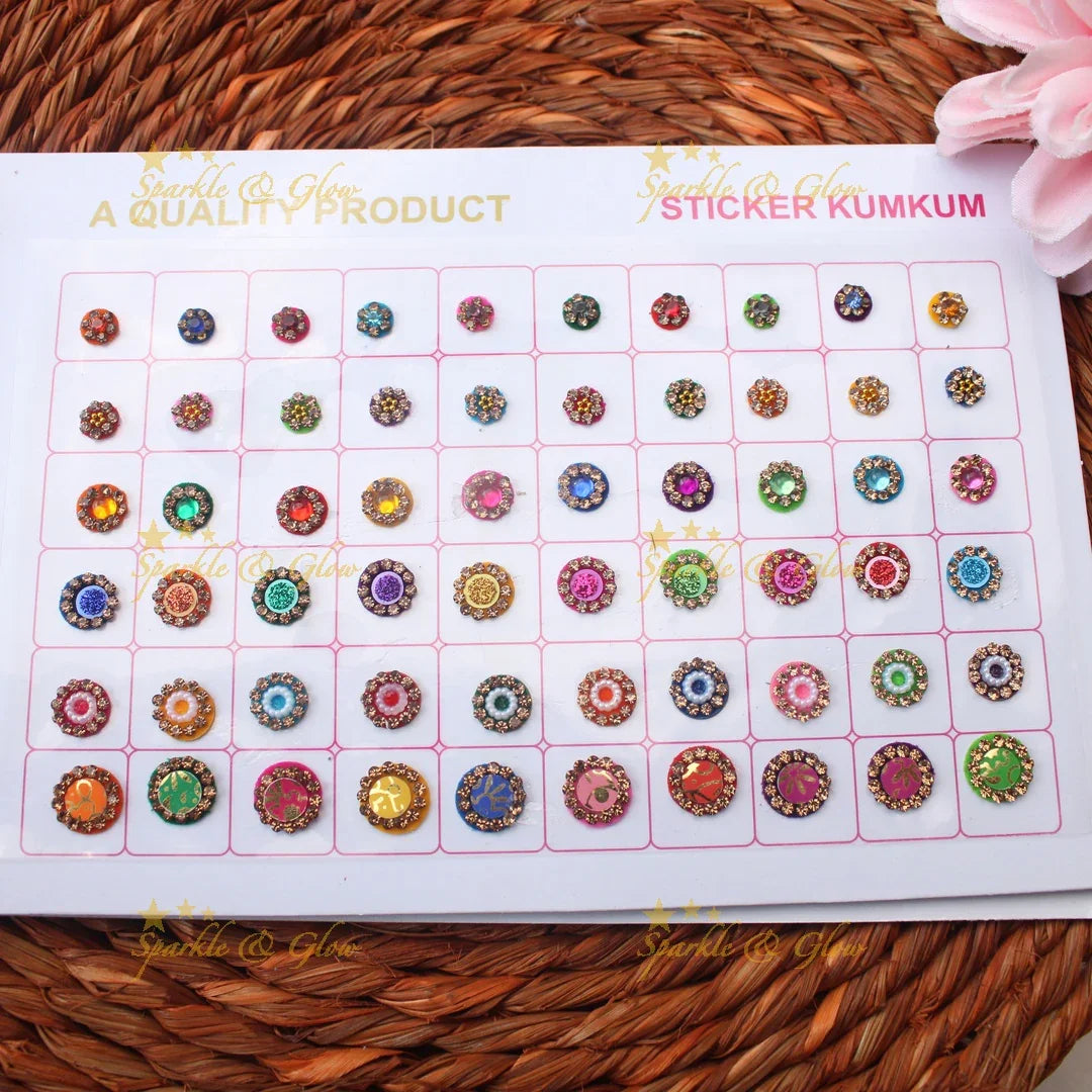 Navya Suhag Round shape Small Bindi Book with Stones and Glass finish
