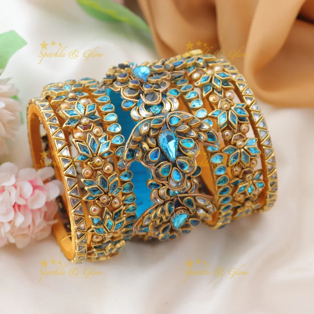 Grand Leaf Floral Silk Thread Bridal Bangles Set