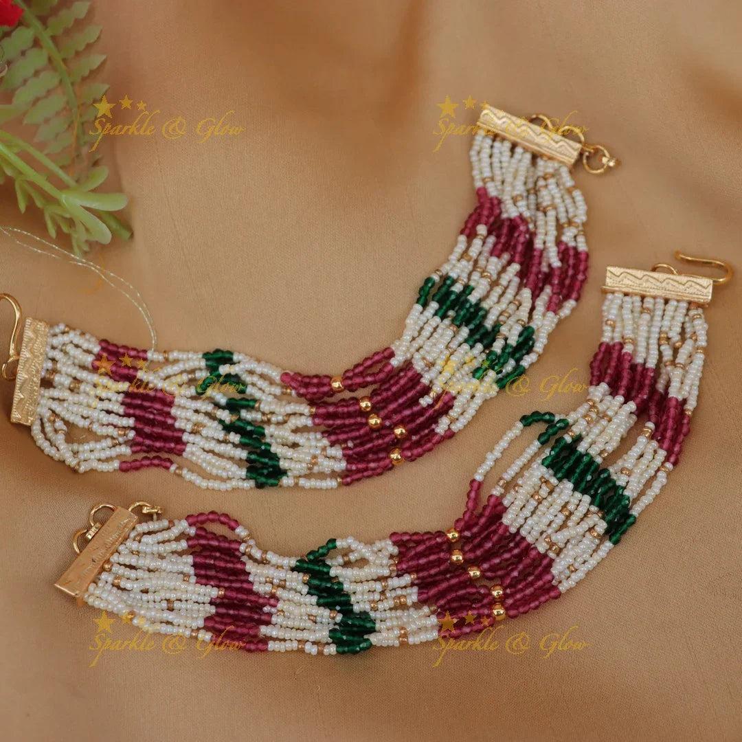 Stunning Multilayered Beaded Earchain for Festive Looks