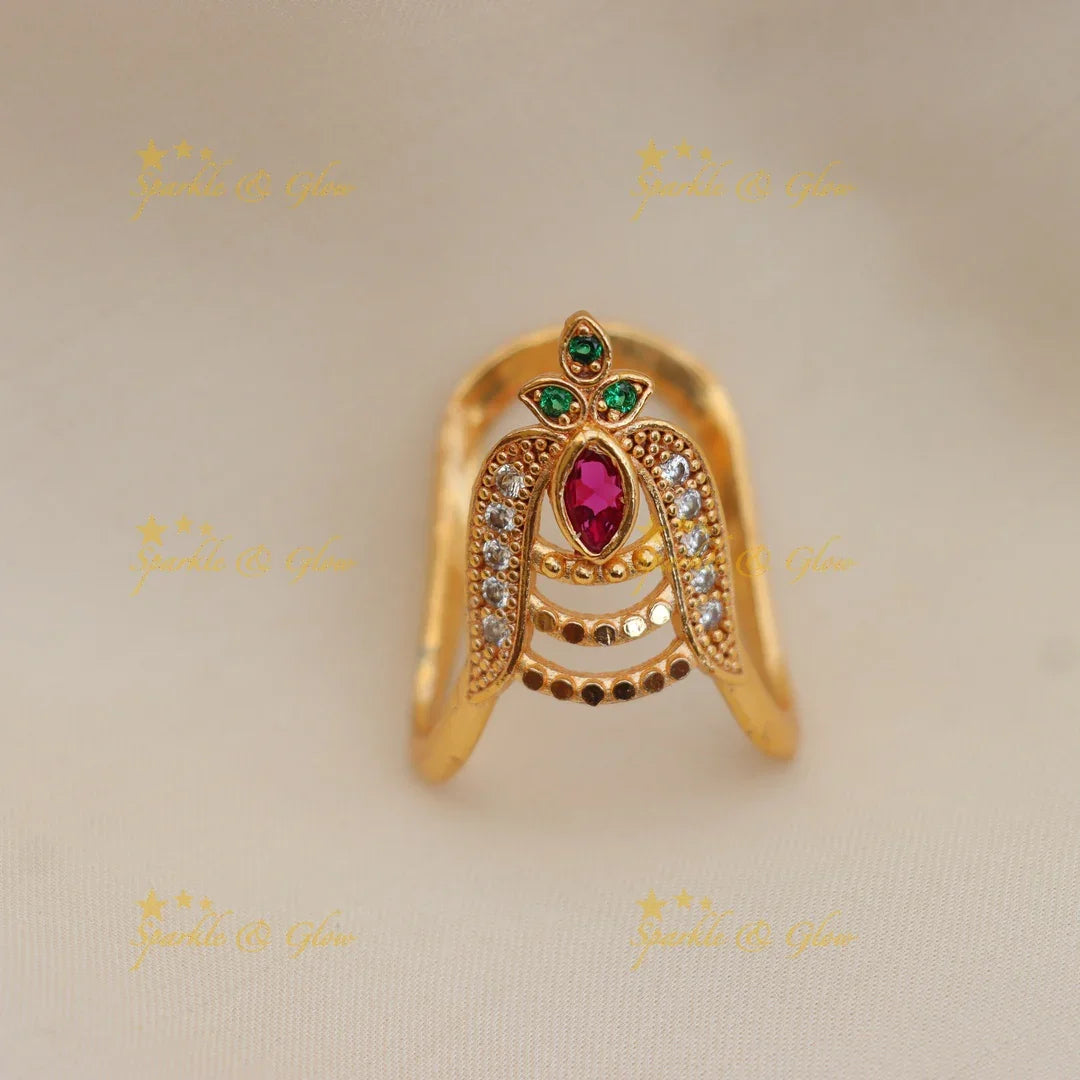 Stunning Princess Crown Design Gold Vanki Finger Ring