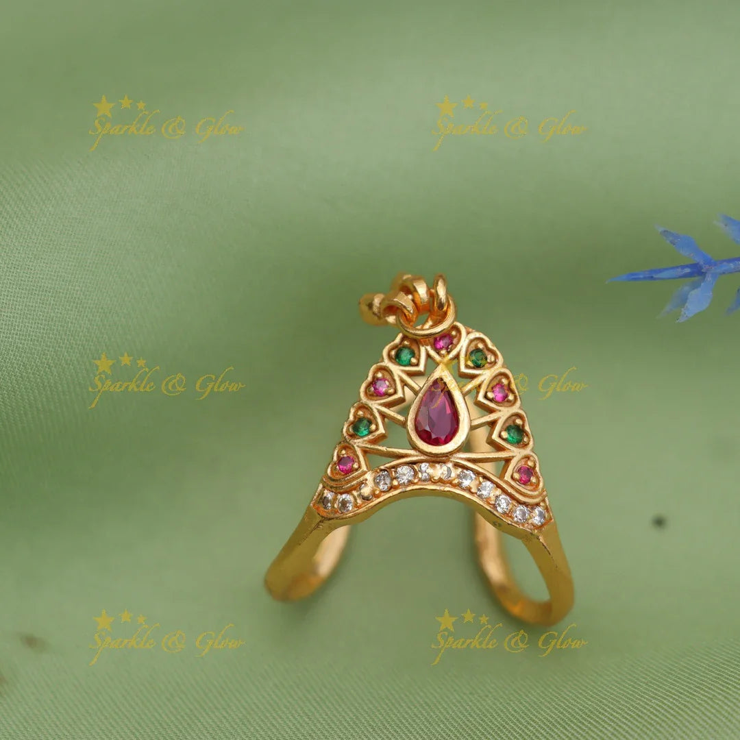 Beautiful Crown Design Gold-Plated Vanki Finger Ring
