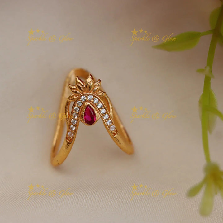Stunning Crown Design Vanki Finger Ring for Festive Wear