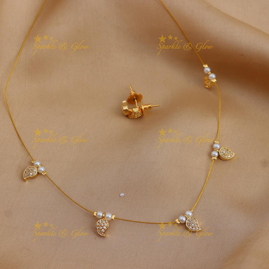 Elegant Mango Motif AD Invisible Short Necklace