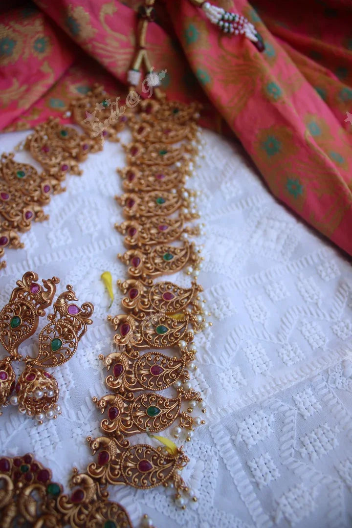 Beautiful mango style Lakshmi gutta pusalu haram - Multi - Sparkle and Glow