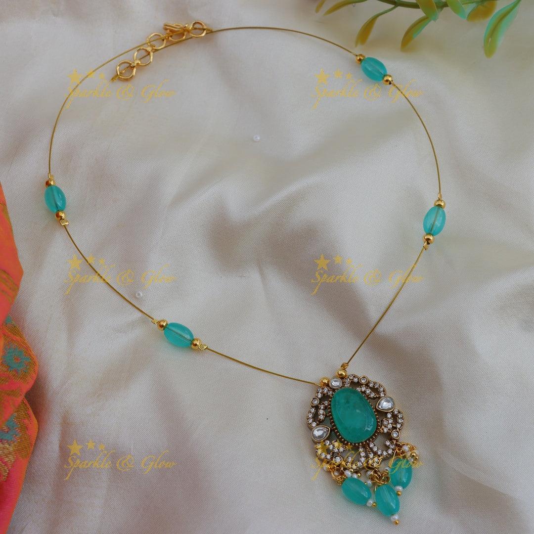 Sparkling Kundan Beaded Invisible Necklace for Festive Wear