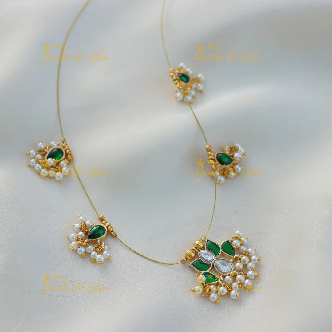 Stunning Jadau Kundan Floral Invisible Short Necklace