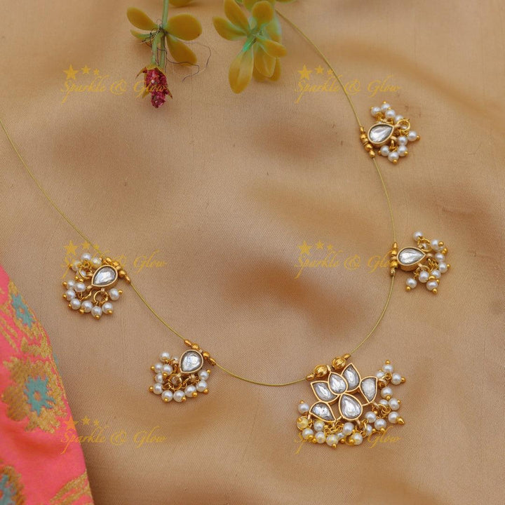 Stunning Jadau Kundan Floral Invisible Short Necklace