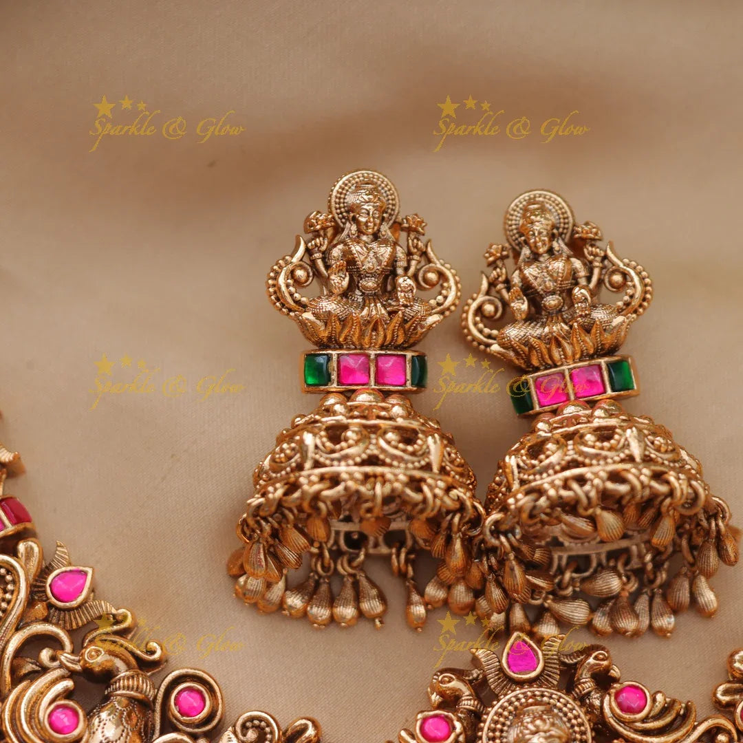 Grand Jadau Kundan Lakshmi Temple Short Necklace
