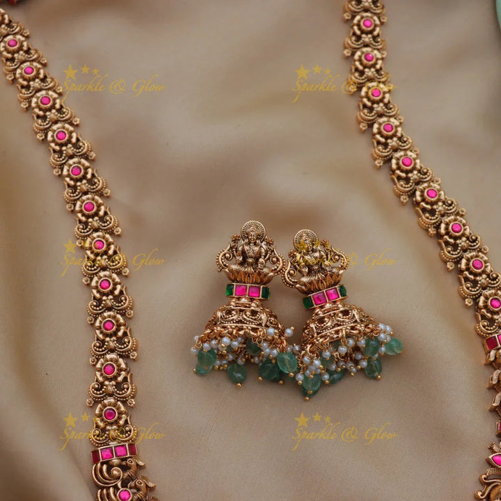 Grand Jadau Kundan Lakshmi Peacock Bridal Haram