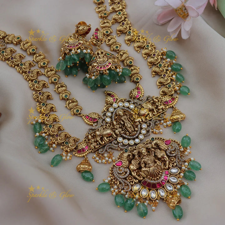 Grand Lakshmi Narayana Jadau Kundan Layered Temple Haram