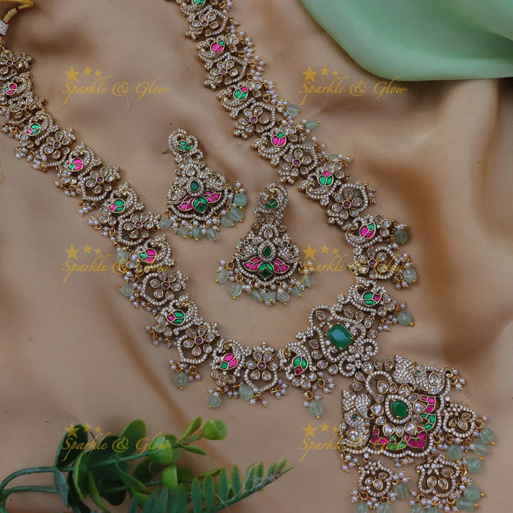 Grand Elephant Peacock Floral Victorian AD Long Haram