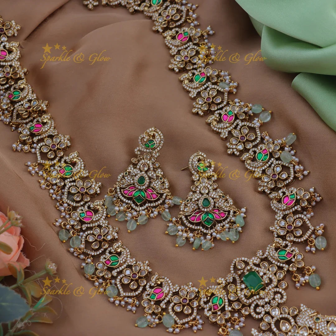 Grand Elephant Peacock Floral Victorian AD Long Haram