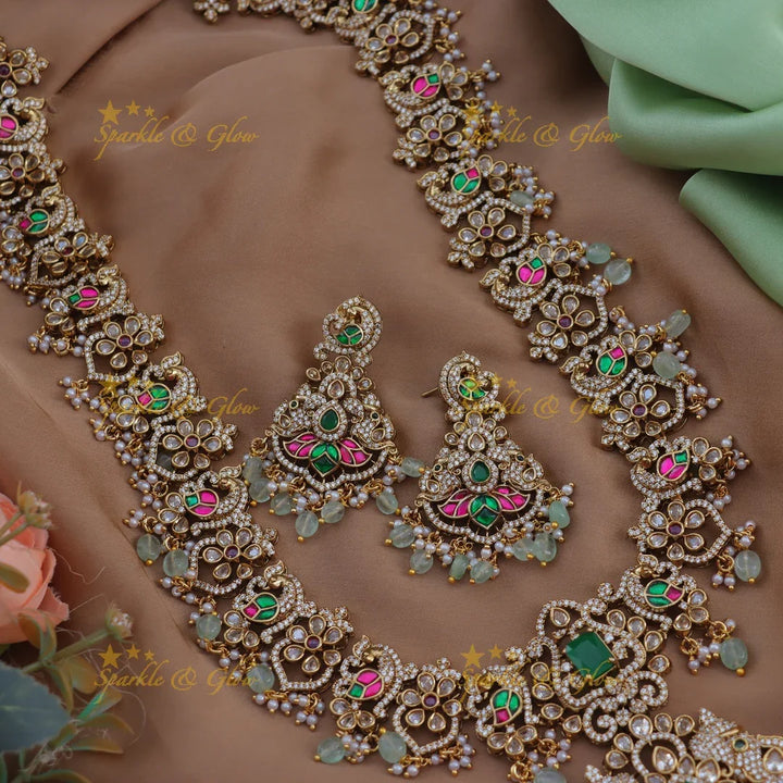 Grand Elephant Peacock Floral Victorian AD Long Haram