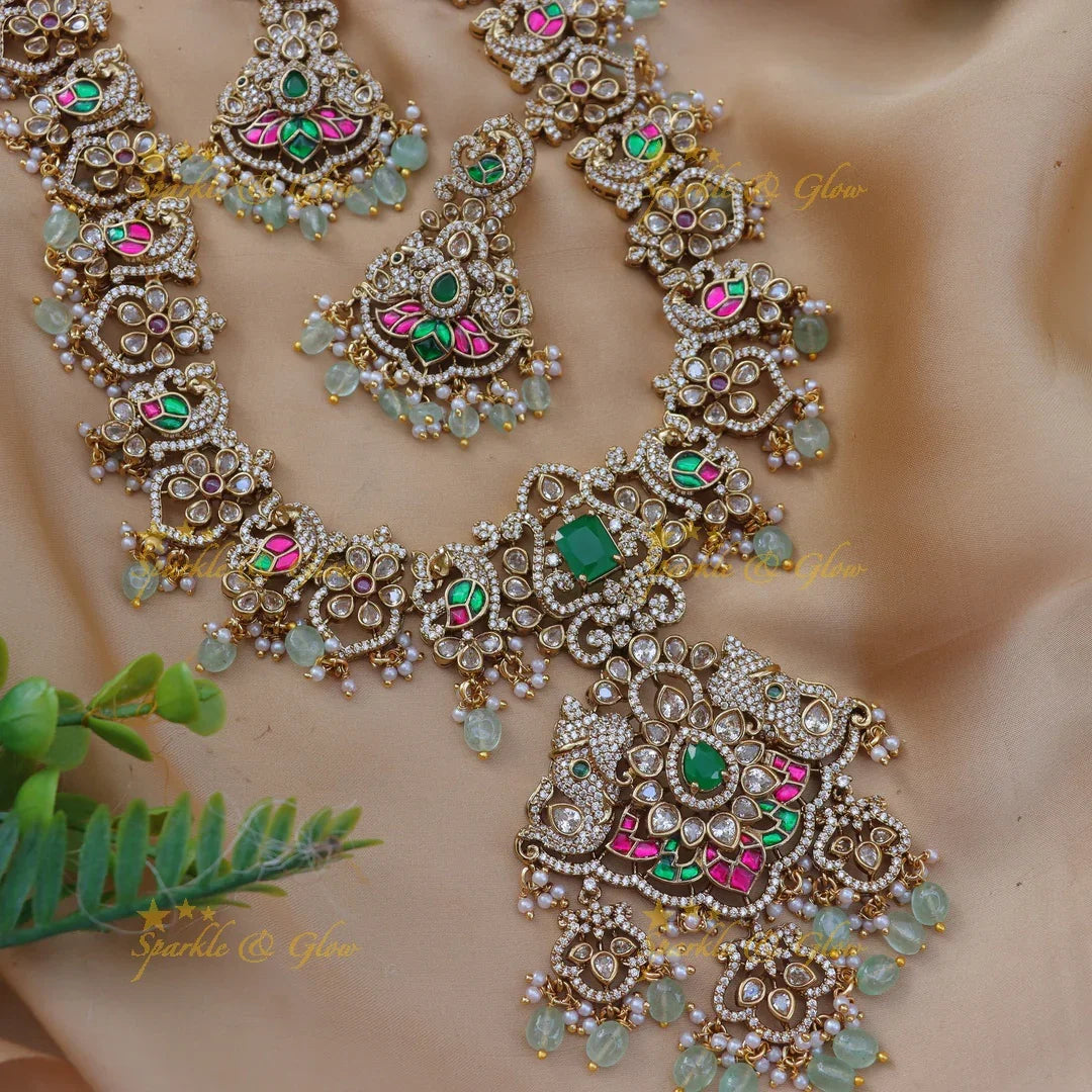 Grand Elephant Peacock Floral Victorian AD Long Haram