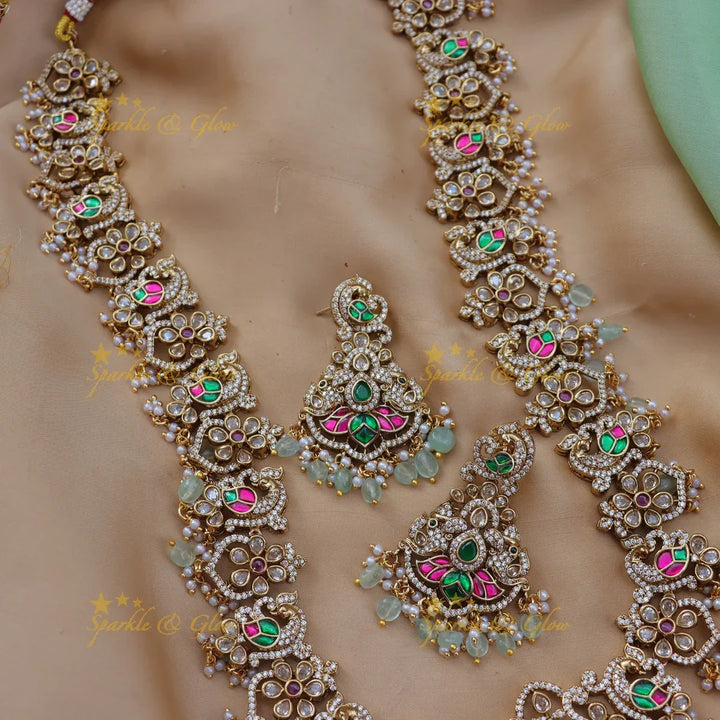 Grand Elephant Peacock Floral Victorian AD Long Haram