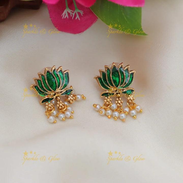 Statement Lotus Guttapusalu Necklace with Meenakari Finish