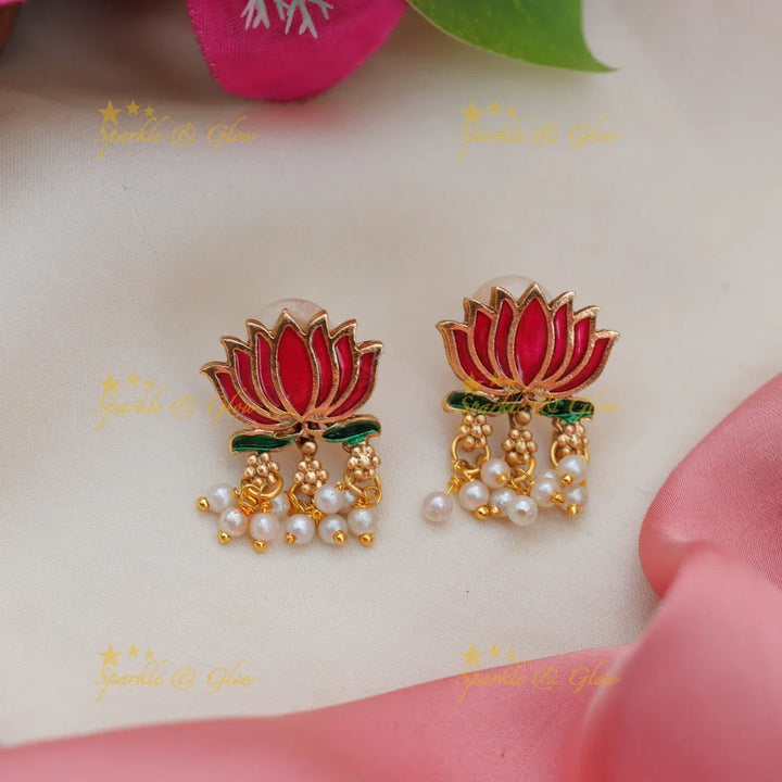 Statement Lotus Guttapusalu Necklace with Meenakari Finish