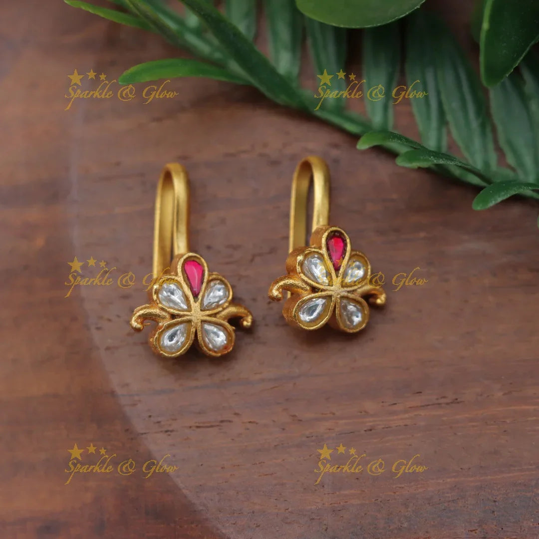 Traditional Jadau Kundan Floral Bugadi Earrings