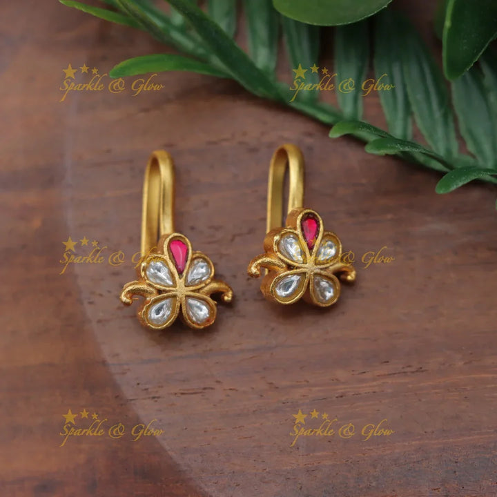 Traditional Jadau Kundan Floral Bugadi Earrings