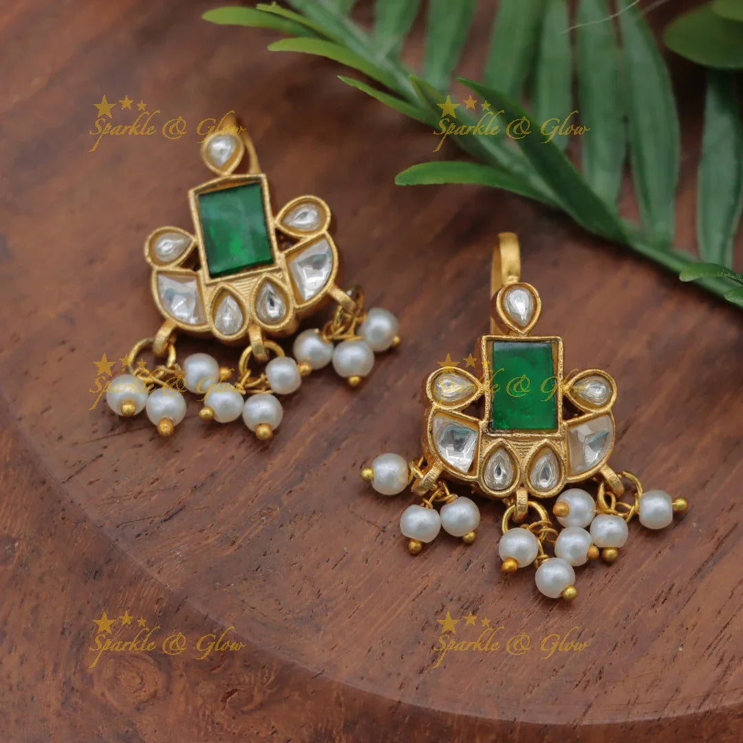 Multicolor Jadau Kundan Bugadi Earrings with Pearls