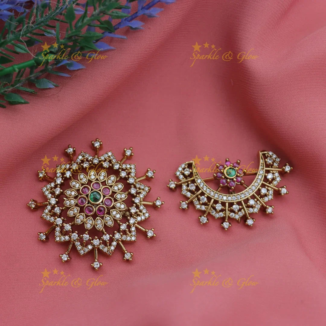 Elegant Sun & Moon design CZ Bridal Hair Accessories