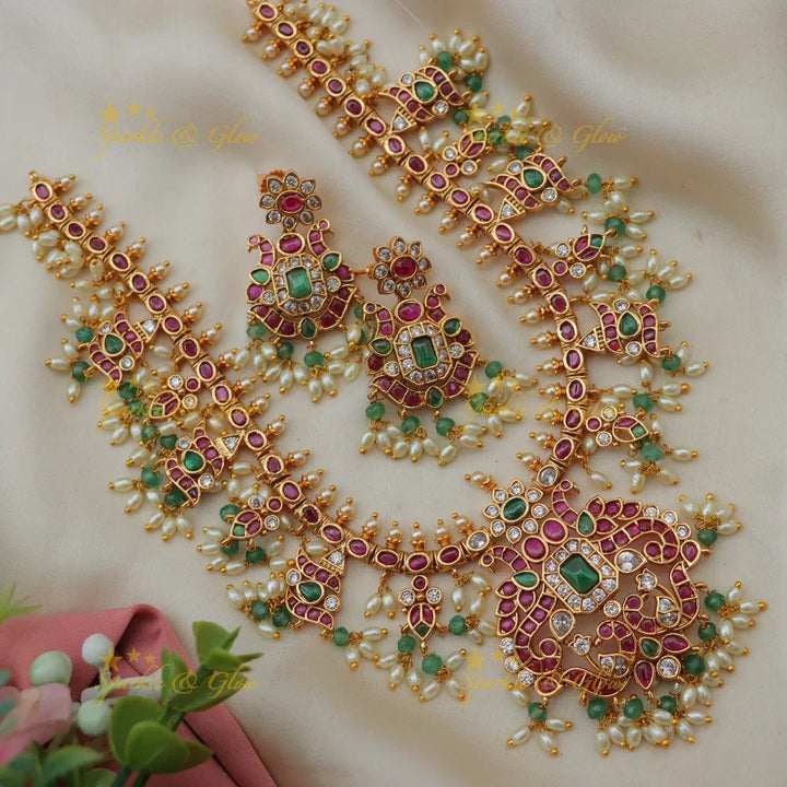 Grand Kemp Guttapusalu Long Haram with Floral Motifs