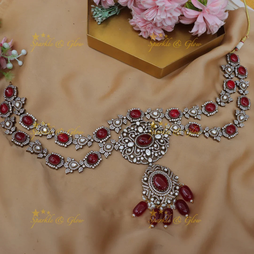 Grand Victorian AD Ruby Stone Bridal Hip Chain