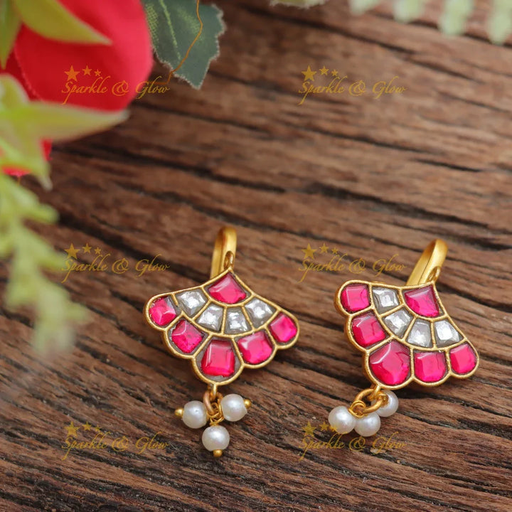 Stunning Jadau Kundan Floral design Bugadi Earrings