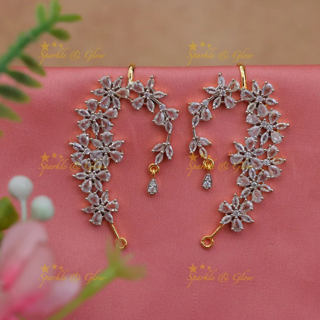 Grand GJ Polish Floral AD Ear Cuff Earrings for Weddings