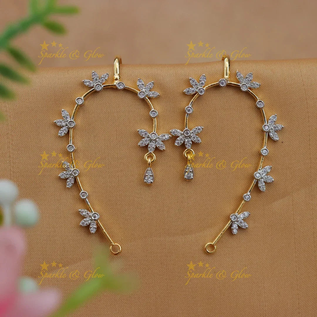 Statement GJ Polish Floral AD Non-Piercing Ear cuff Earrings