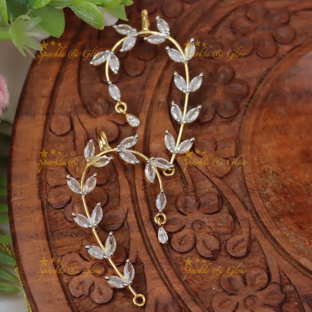 Stunning GJ Polish Leaf Design AD Ear cuff Earrings
