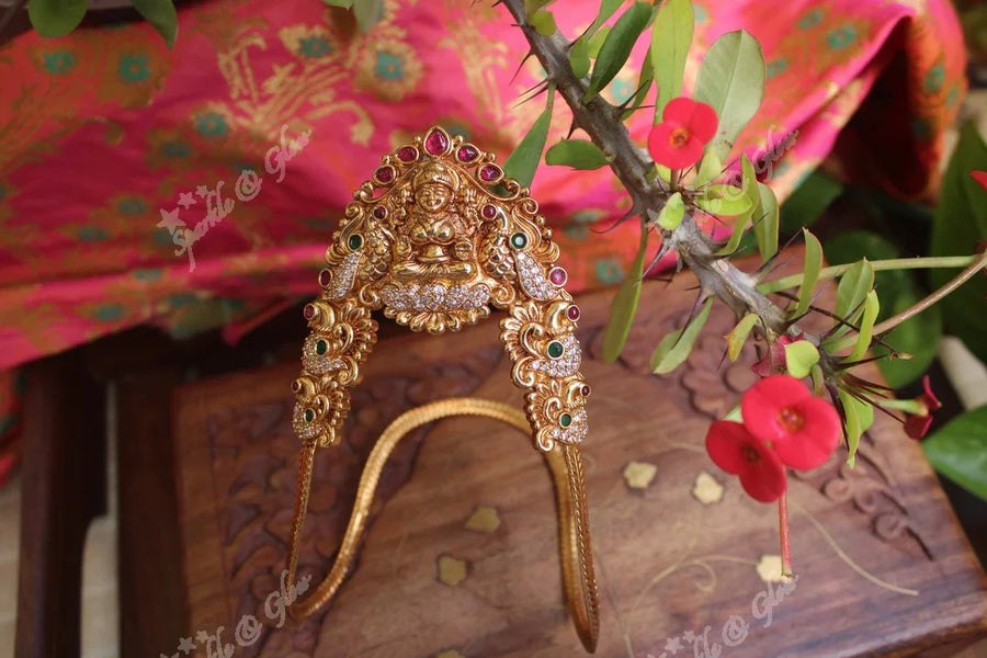 Gold alike polished nagas vanki / bajuband with AD stones - Sparkle and Glow
