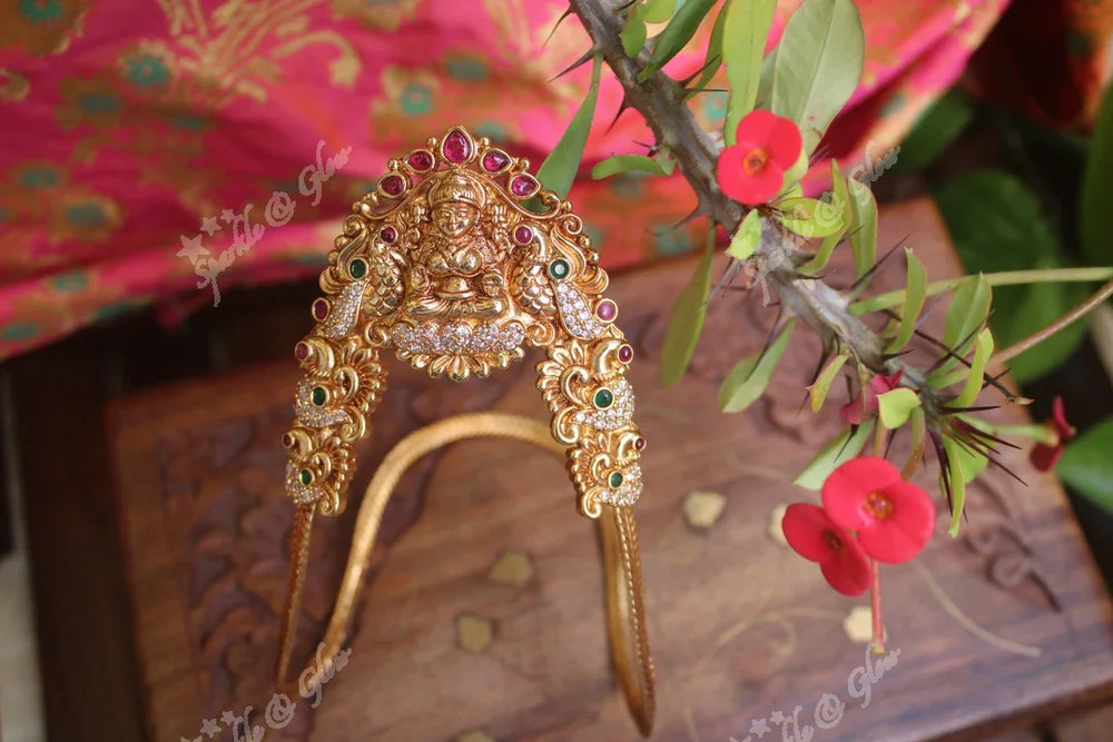 Gold alike polished nagas vanki / bajuband with AD stones - Sparkle and Glow