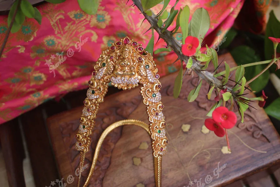 Gold alike polished nagas vanki / bajuband with AD stones - Sparkle and Glow