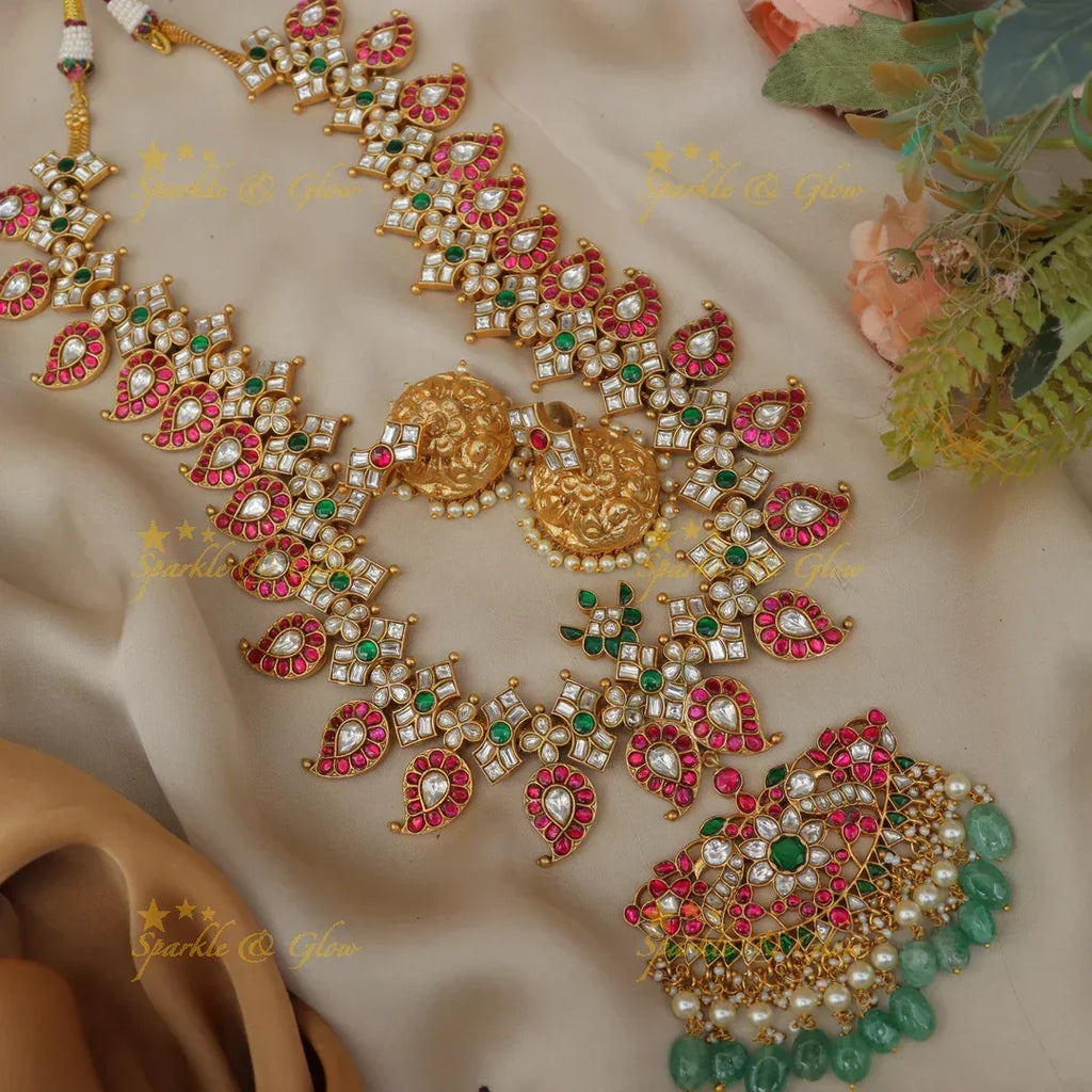 Grand Jadau Kundan Mango Floral Rani Haram