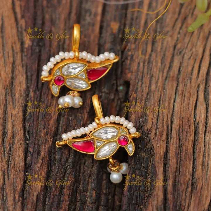 tunning Jadau Kundan Bugadi Earrings with Bird Motif