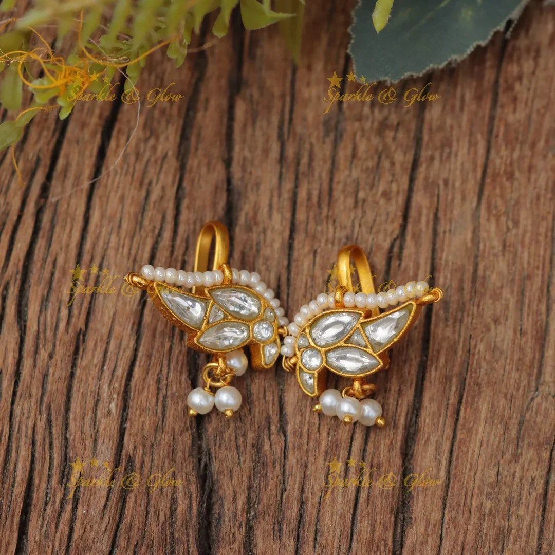 tunning Jadau Kundan Bugadi Earrings with Bird Motif